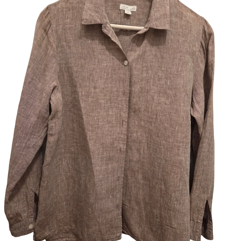 J Jill 100% Linen Petite S blouse Brown - Picture 1 of 8